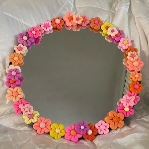 Handmade Clay Flower Mirror | Wall Decor | 20 inch